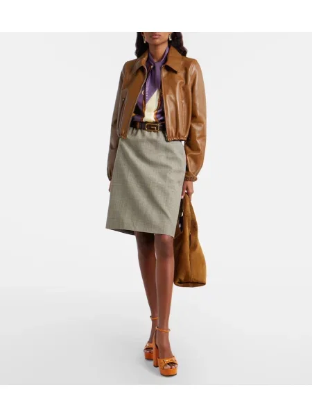 Kožená bunda Gucci hnědá