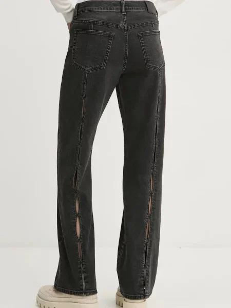 Дънки PURPLE BRAND SLIM STRAIGHT BACK CUT OUT с висока талия черно