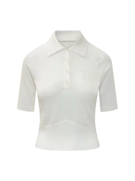 Krótka koszulka polo Givenchy wełniana beżowa
