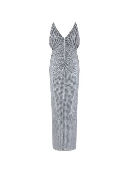 Rochie maxi Self-portrait cu decolteu în V albastru