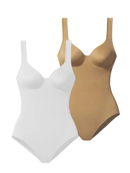 LASCANA Bodi smeđa bijela