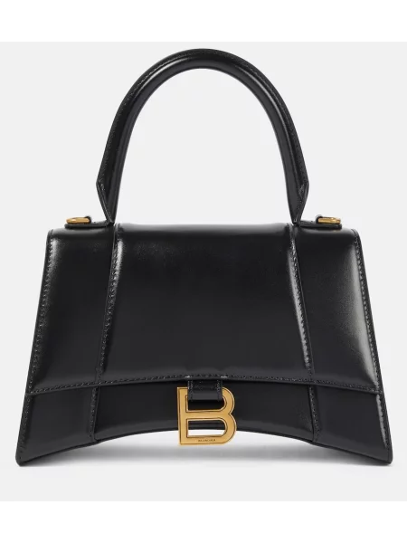 Geanta de piele Balenciaga Hourglass din piele negru