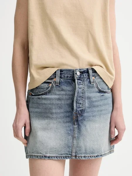 Дънкова пола Levi's къса със стандартна кройка сиво