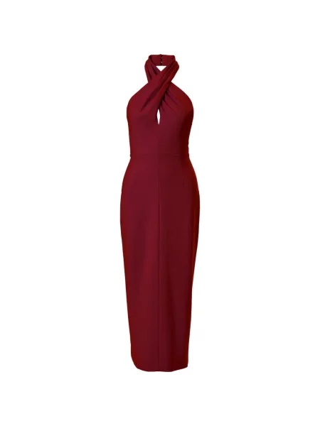 Rochie midi Carolina Herrera cu gât halter roșu