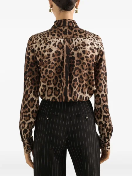Cămașă Dolce & Gabbana cu imagine cu model leopard maro