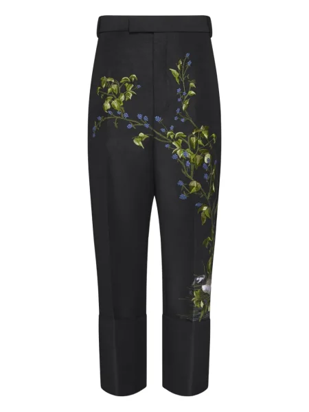 Květinové kalhoty Thom Browne s výšivkou černé