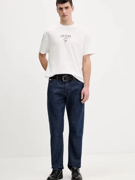Guess Jeans Tričko Biela Oversize béžová