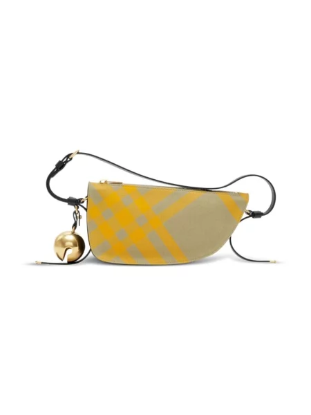 Torebka Burberry wełniana w kratę żółta