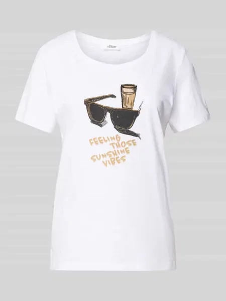 Męski t-shirt o kroju regular fit z czystej bawełny S.oliver Red Label biała