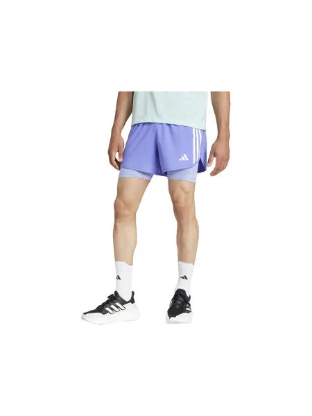 Scurt pantaloni Adidas cu dungi alergare violet