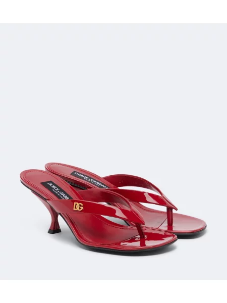 Chiloți tanga Dolce&gabbana din piele de lac roșu