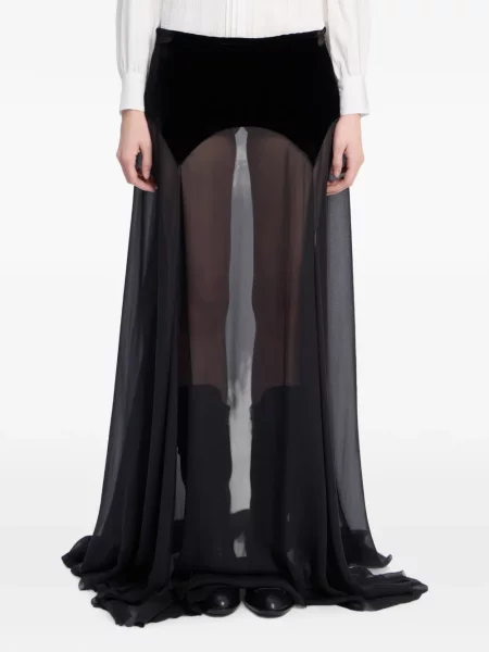 Fusta maxi Ann Demeulemeester de mătase negru