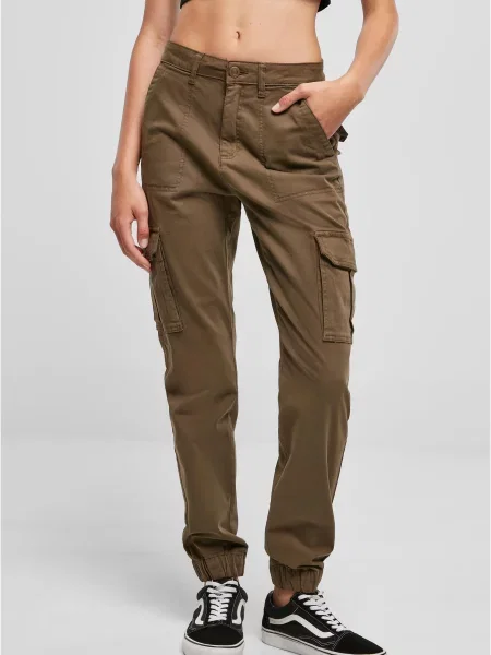 Spodnie Urban Classics z twillu brązowe