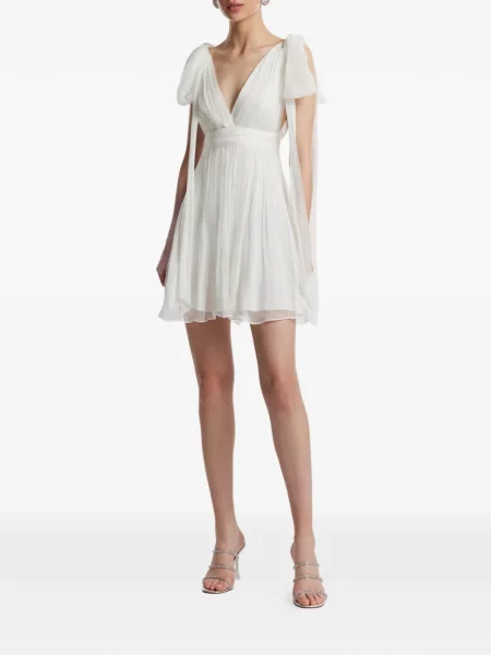 Rochie Framboise cu decolteu în V cu legături de costum alb