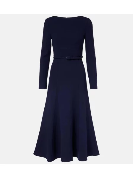 Sukienka midi Roland Mouret wełniana do kolan garniturowa niebieska