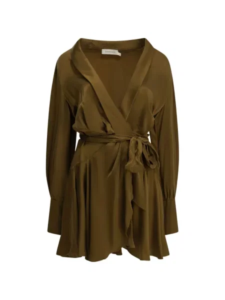 Rochie mini Zimmermann de mătase plic maro