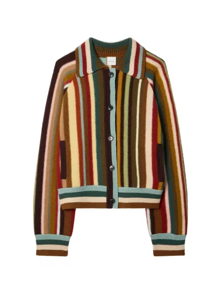 Cardigan Paul Smith de lână cu dungi maro