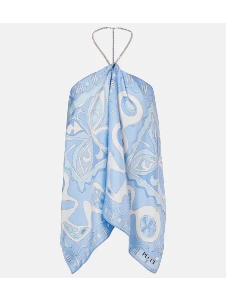 Top de mătase Pucci de mătase albastru