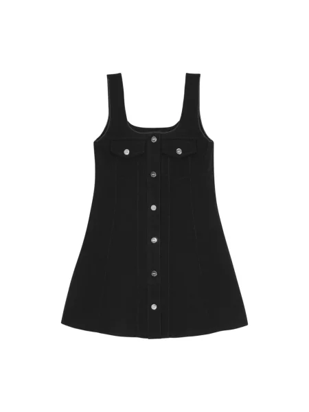 GANNI sukienka Bonded Crepe Mini mini rozkloszowana czarny