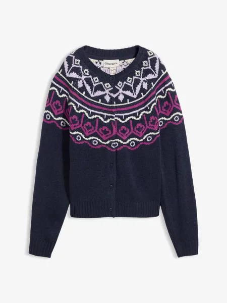 Kardigan oversize z norweskim wzorem niebieski