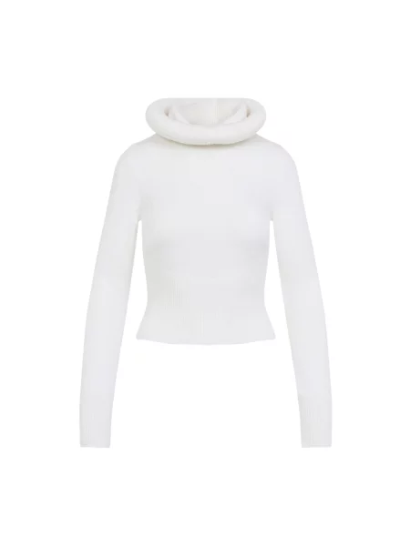 Sweter Alaïa wełniany z kapturem biały