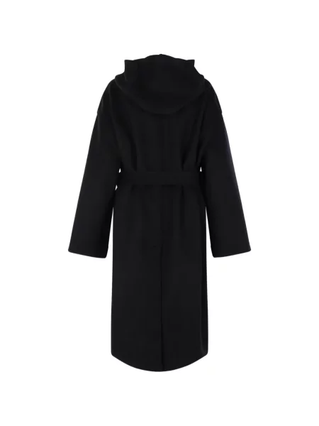 Cu centură palton Rick Owens cu glugă negru