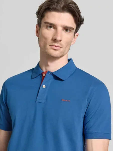 Koszulka polo o kroju regular fit z wyhaftowanym logo Gant niebieskie