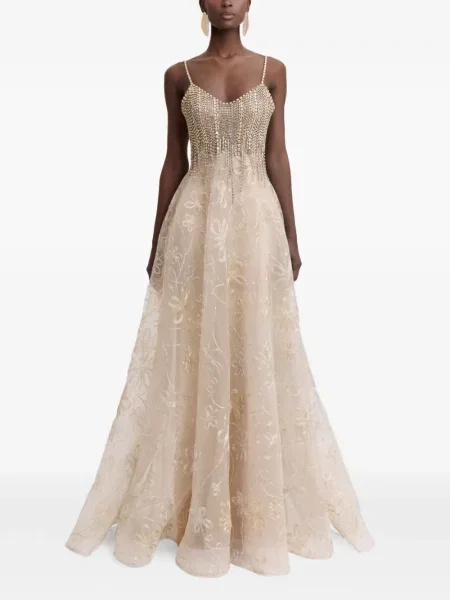 Rochie maxi Gemy Maalouf cu broderie din tul