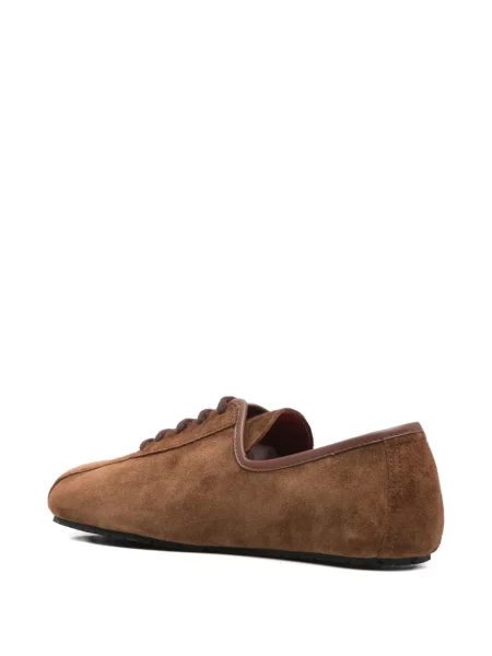 Sneakerși Plan C cu șireturi din piele de căprioară maro