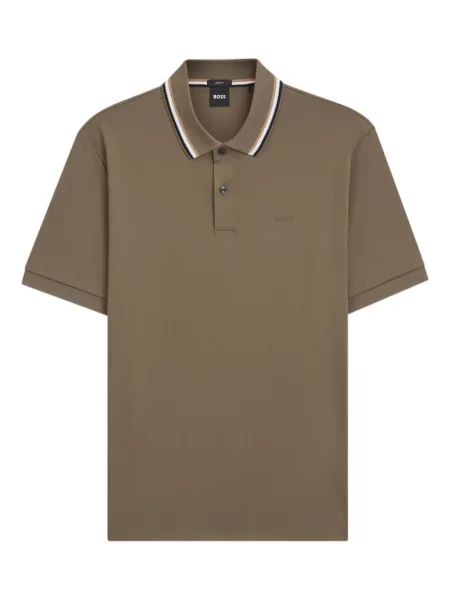 Tricou polo Boss cu broderie maro