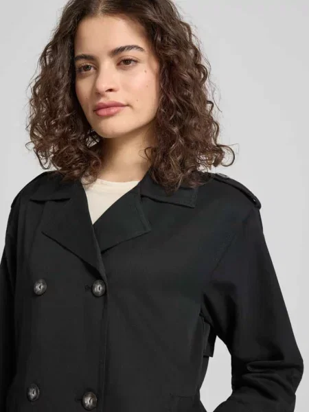 Kurtka trencz z klapami krój regular fit model HANNAH' Only czarna