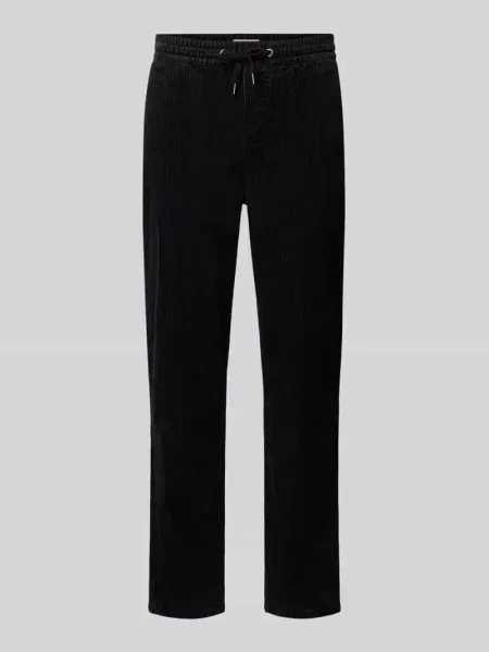 Spodnie sztruksowe o kroju tapered z mieszanki bawełny model ‘LINUS’ Only & Sons czarne