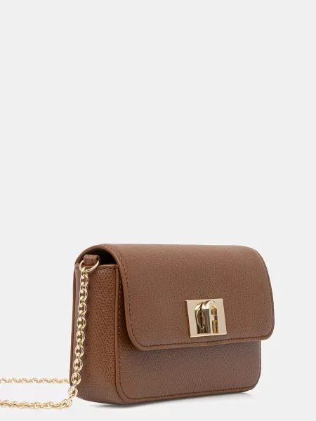 Furla crossbody torbica usnjena rjava