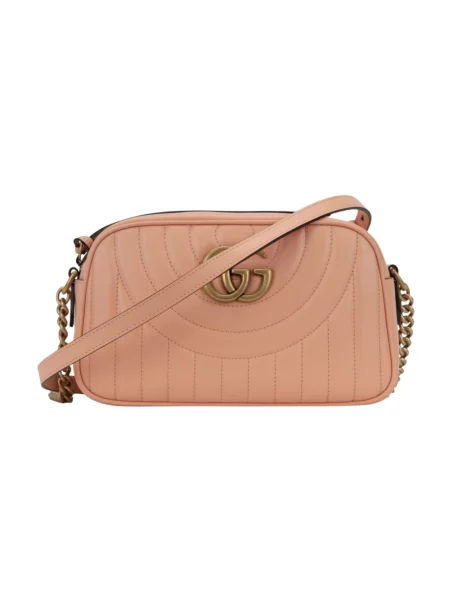 Torebka Gucci zamszowa z logo pikowana pomarańczowa