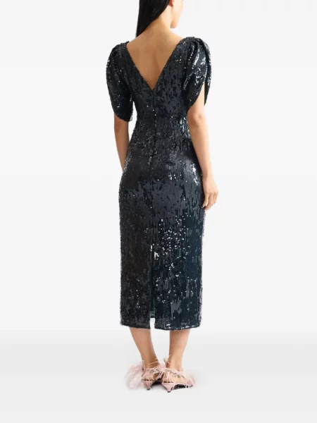 Rochie midi Erdem cu paiete cu model floral verde
