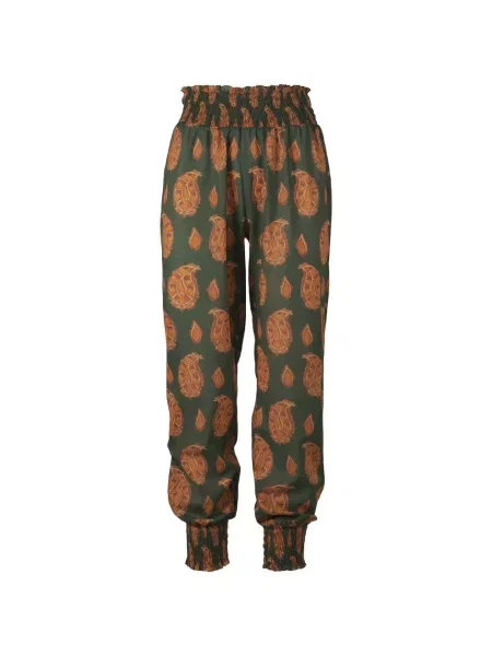 Pantaloni Johanna Ortiz cu imagine cu model paisley verde