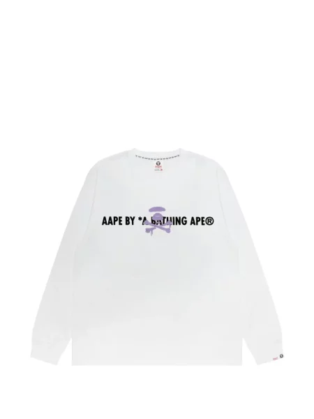 Lung tricou Aape By A Bathing Ape cu imagine alb