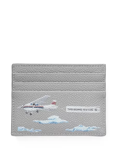 Portofel Thom Browne din piele gri
