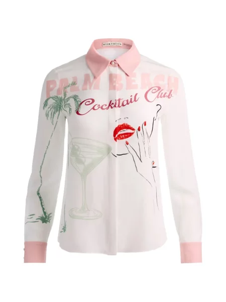 Cămașă Alice + Olivia cu imagine alb