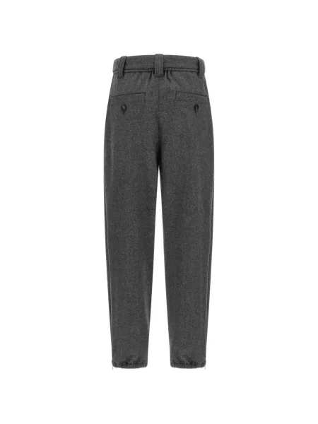 Pantaloni cargo Brunello Cucinelli de flanelă gri