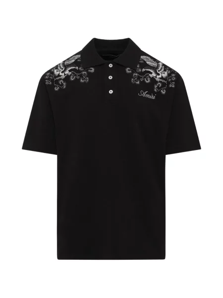 Tricou polo Amiri cu model floral negru