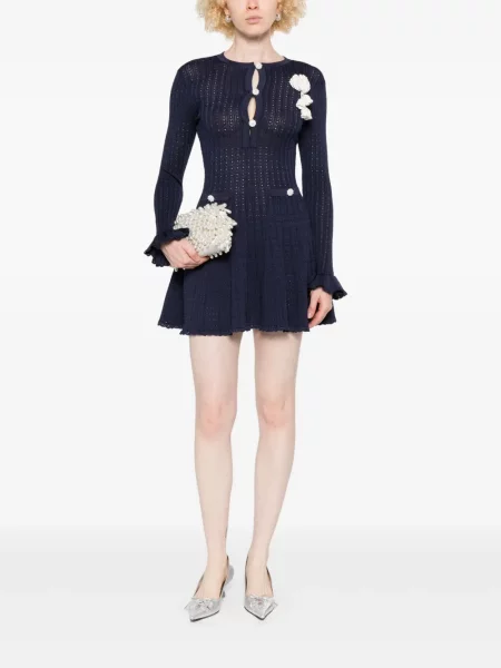 Rochie Self-portrait tricotate de costum albastru