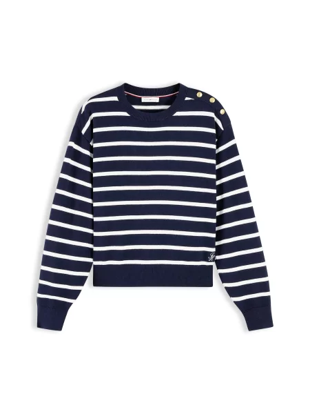 TOMMY HILFIGER Pulover albastru alb
