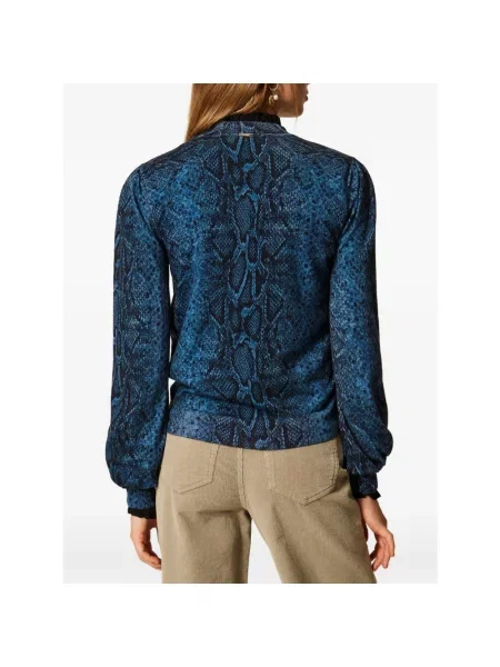 Sweter Twinset z nadrukiem niebieski