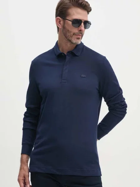 Lacoste Koszulka Polo Z Długim Rękawem Z Elastycznej Bawełny Smart Paris granatowa