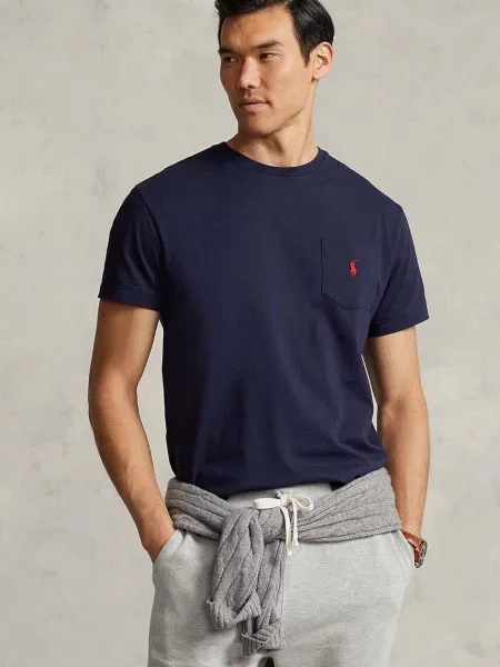Тениска Polo Ralph Lauren с изчистен дизайн тъмносиньо