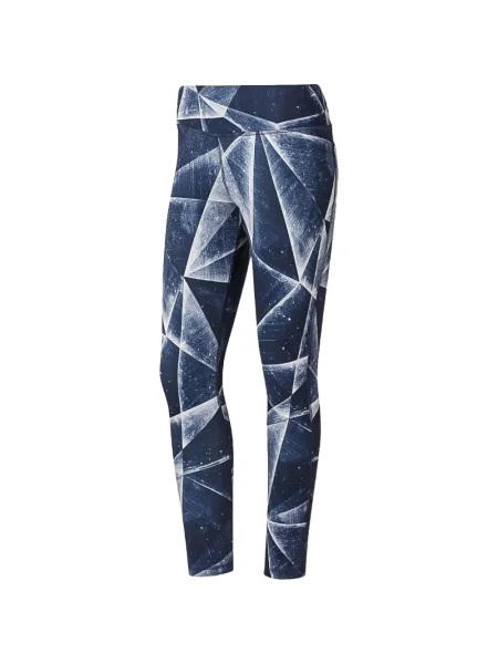 Leggings Reebok cu imagine cu imprimeu geometric albastru