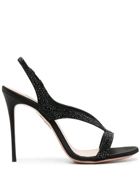 Sandale Aquazzura slingback de cristal negru