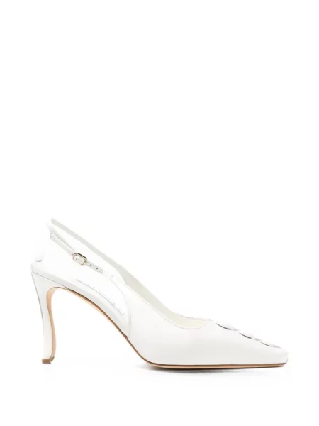 Pantofi cu toc Manolo Blahnik slingback alb