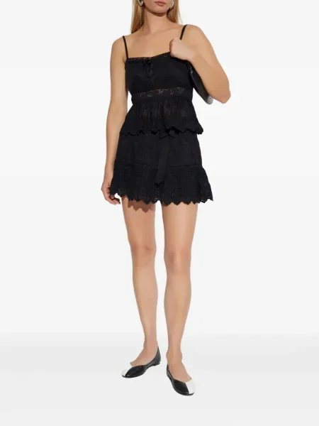 Top Loveshackfancy cu broderie negru